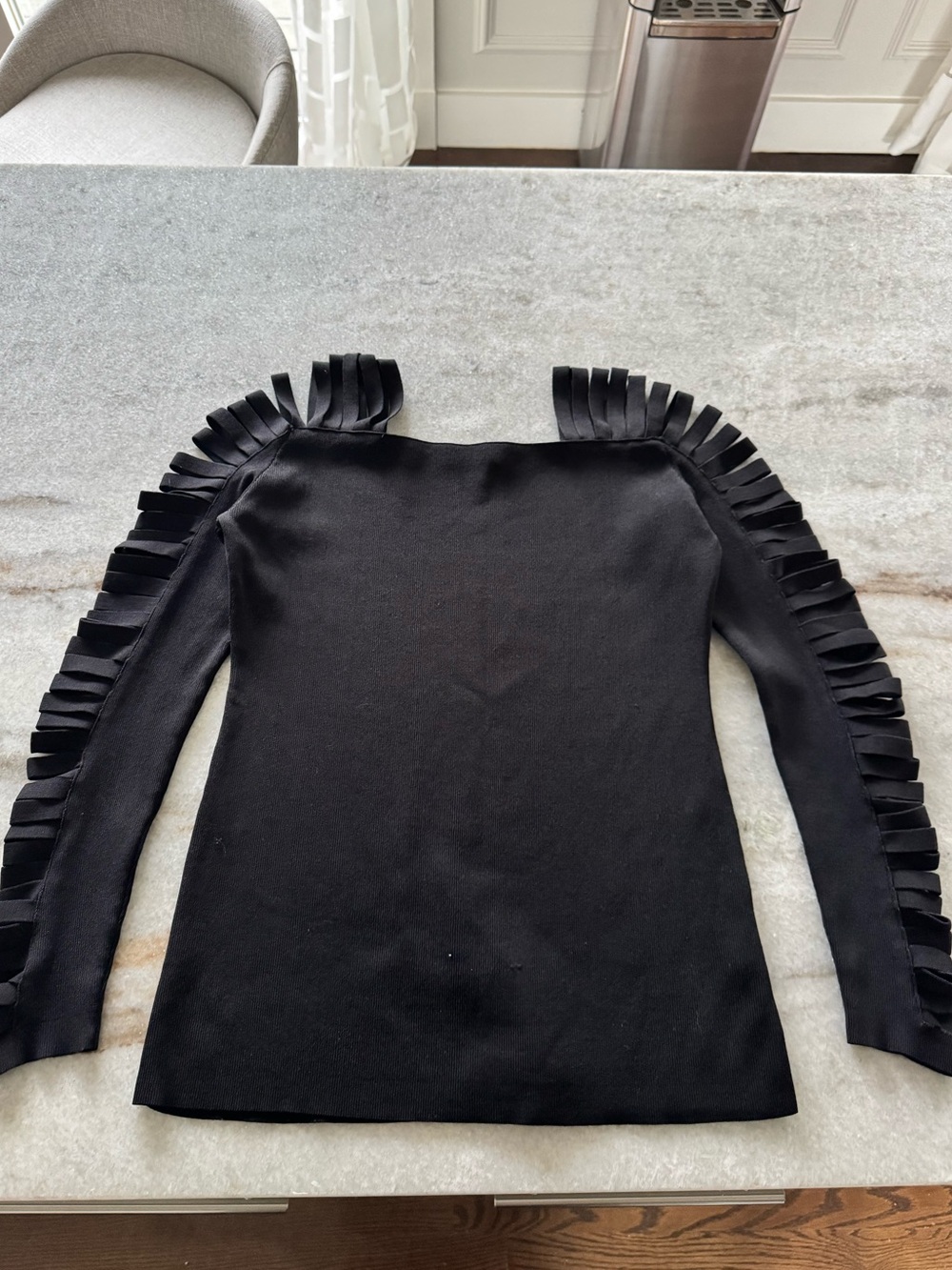 Black Cut Out Sleeve Knit Top
